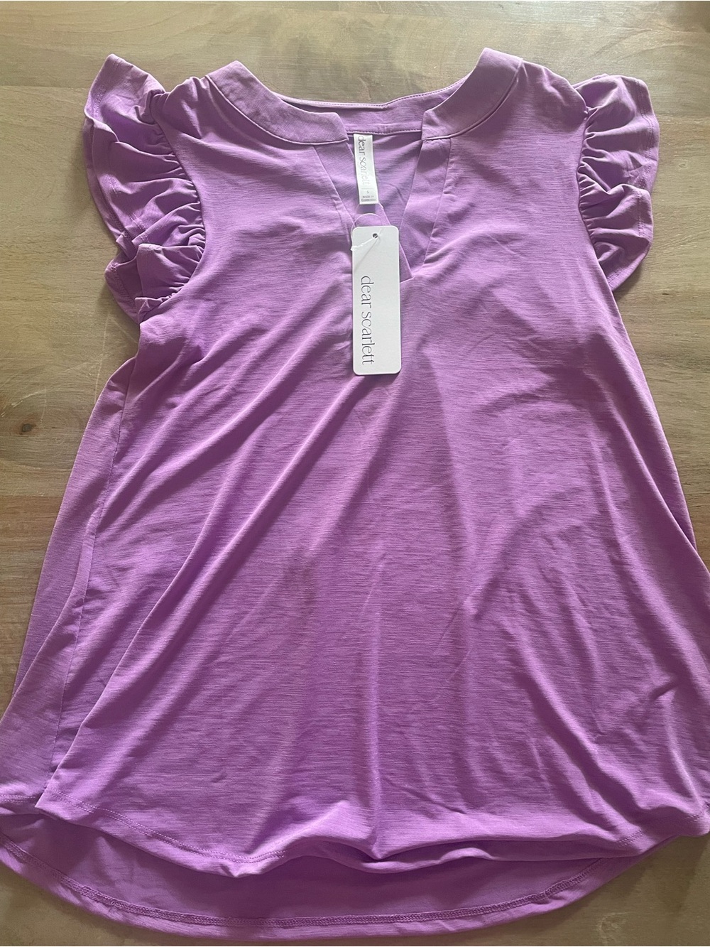 Dear Scarlett Lavender Ruffle Cap-Sleeve Tee